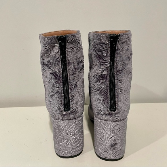 Lewit Lanzo Velvet Embossed Italian Leather Booties Grey Size 36.5 (US 6.5) - Picture 3 of 8